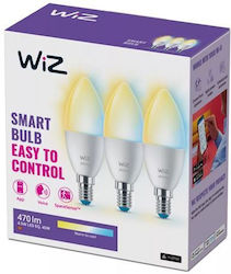 WiZ Smart LED Bulbs 4.9W for Socket E14 and Shape C37 Adjustable White 470lm 3pcs