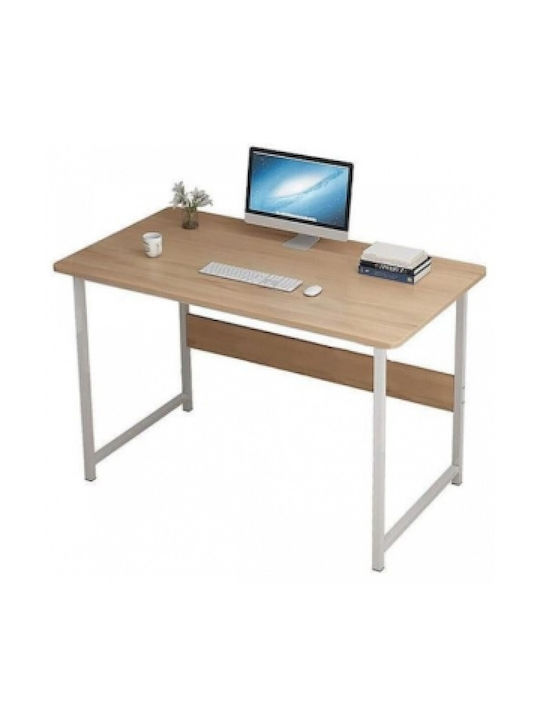 Wooden Computer Desk with Metal Legs Λευκό / Καρυδιά L80xW40xH72cm