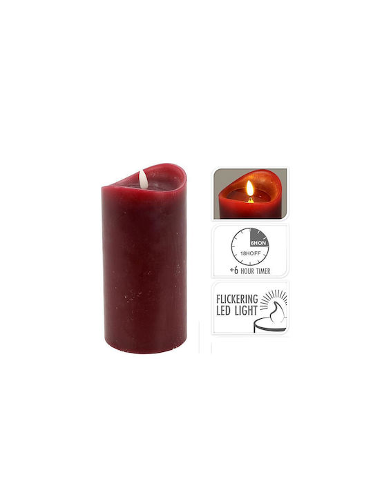 Zaros Διακοσμητικό Φωτιστικό Κερί LED σε Κόκκινο Χρώμα