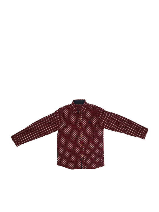 Kids Polka Dot Shirt Long Sleeve Bordeaux