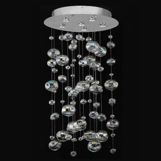 Nova Luce Pendant Light Silver for 8 Bulbs GU10 70cm