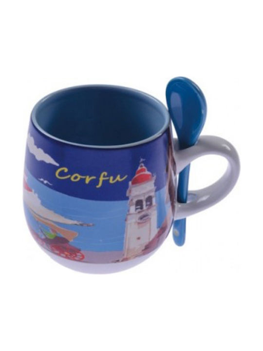 Corfu mug with spoon Ceramic-L4