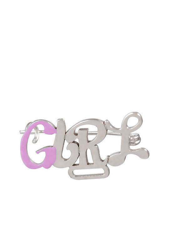 ΠΑΛΑΙΟΛΟΓΟΣ Child Safety Pin made of White Gold 9K for Girl