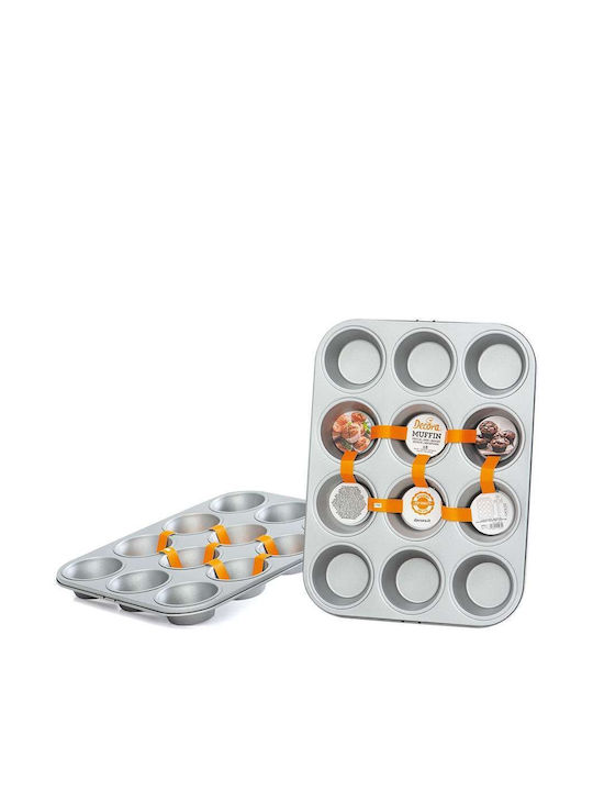 Decora Non-stick Aluminum Cupcakes & Muffins 12 Cups Baking Pan 7cm