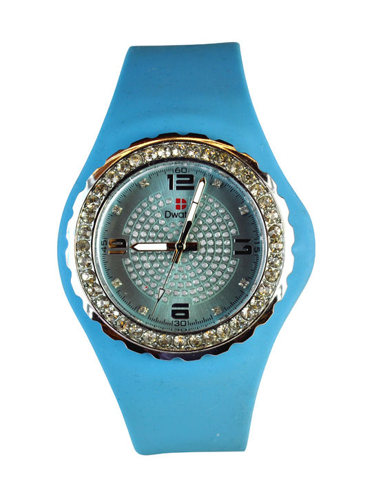 Dwatch Мъжки часовник на батерия с син каишка от каучук