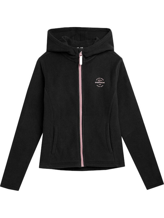 Παιδική Ζακέτα Fleece με Κουκούλα Μαύρη