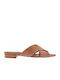 Leder Flache Sandalen für Damen in Tabac Braun Farbe