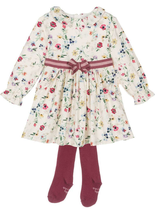 Tutto Piccolo Mädchen Kleid Set mit Strumpfhose Langärmelig Embrime