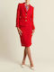Pencil High-waisted Skirt Red