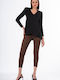 Damen Stoff Hose Brown