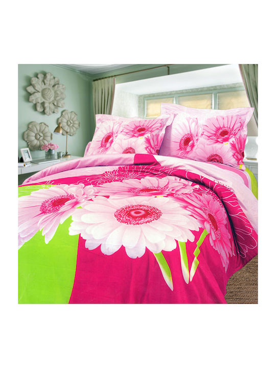 Palatex Duvet Cover Set Cotton Satin Queen with 2 Pillowcases 220x240 Pink