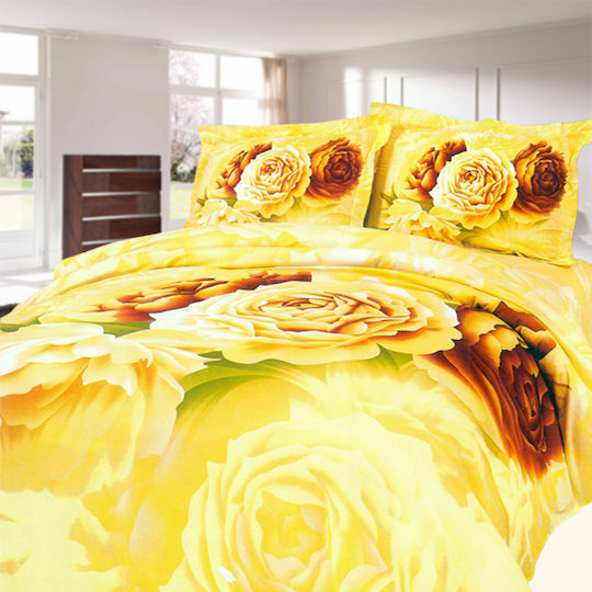 Palatex Комплект Плик за Завивка Кинг Сайз с 2 Калъфки 220x240 Жълт