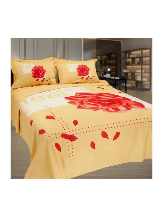 Palatex Duvet Cover Set Cotton Satin Queen with 2 Pillowcases 220x240 Beige