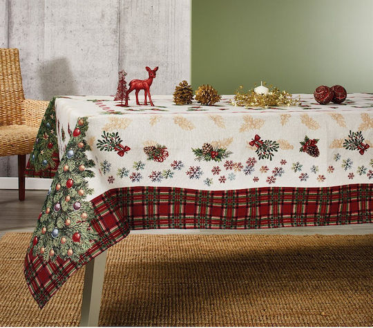 Whitegg Christmas Tablecloth Fabric Multicolour L320xW160cm.