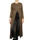 Damen Langarm Pullover Wolle Braun