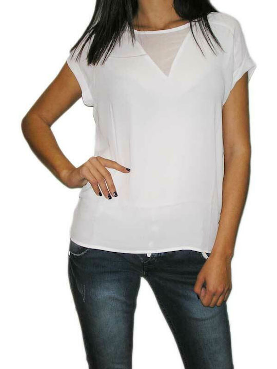Moodo Women's Blouse Short Sleeve White