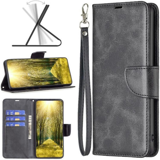 Lambskin Texture Brieftasche Schwarz (Motorola Edge 40 Neo)