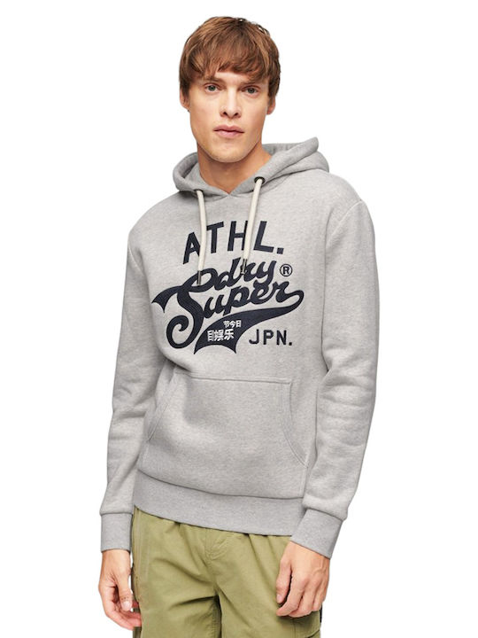 Ovin Athletic Script Graphic Sweatshirt with Hood Grey