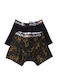 Herren Boxershorts Black / Camo mit Mustern 2Packung
