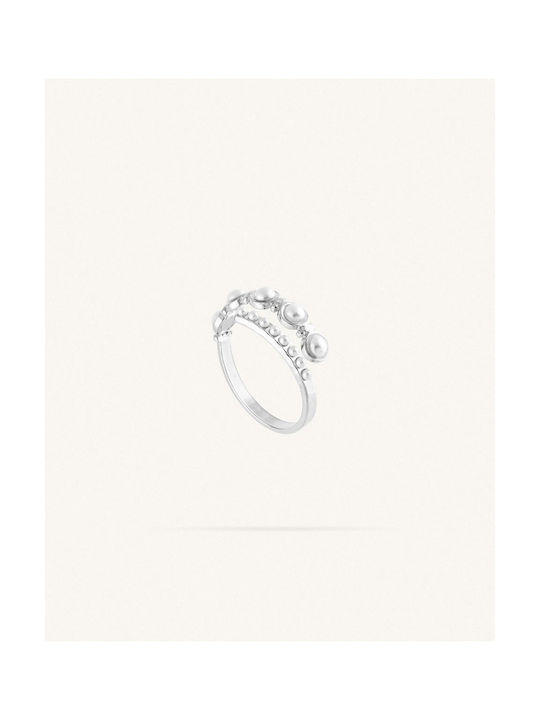 StanStefan Women's Steel Ring with Pearl