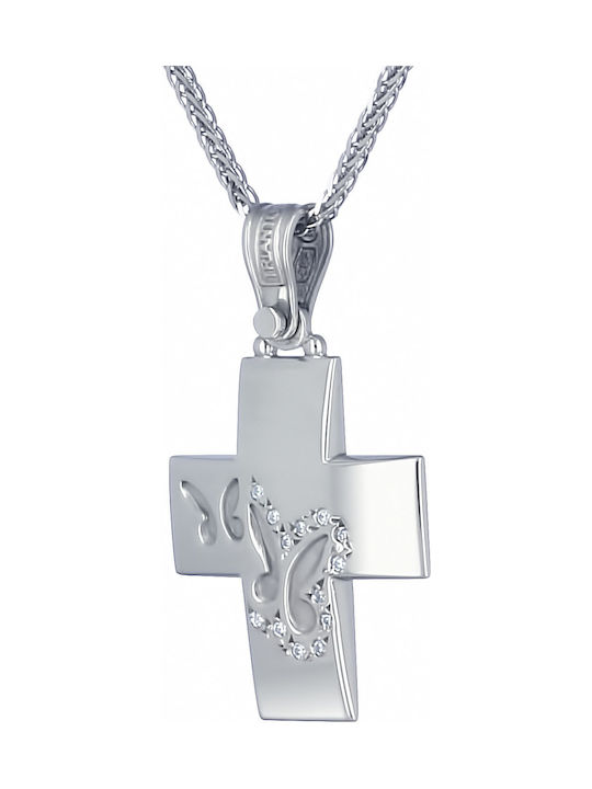 Triantos Damen Weißgold Kreuz 14K