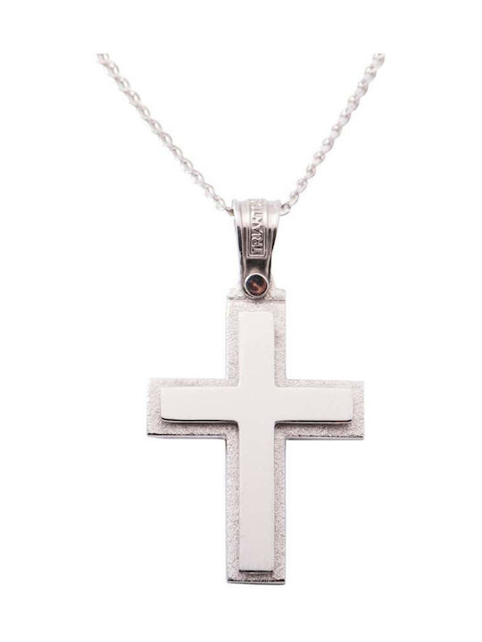 Triantos White Gold Cross 14K with Chain