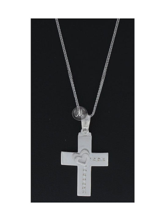 Triantos White Gold Cross 14K with Chain