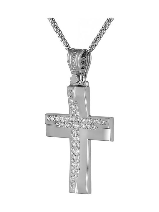 Triantos Damen Weißgold Kreuz 14K