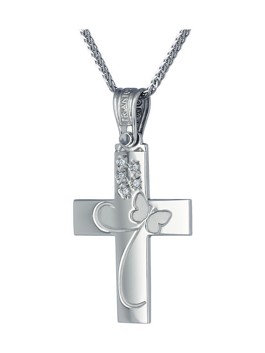 Triantos Damen Weißgold Kreuz 14K