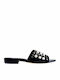 Leder Flache Sandalen für Damen in Schwarz Farbe