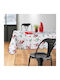 Spitishop Christmas Decorated Tablecloth Fabric White L240xW150cm 1pcs