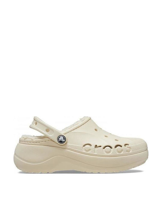 Crocs Baya Lined Women's Clogs with Fur White