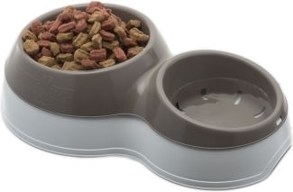 Bama Kunststoff Schalen Futter für Hund auf Basis von 2x 12cm in Weiß Farbe