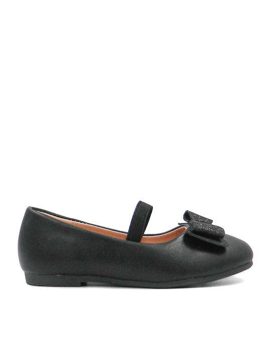 Παιδικές Μπαλαρίνες mit elastischem Gurt Leder Schwarz