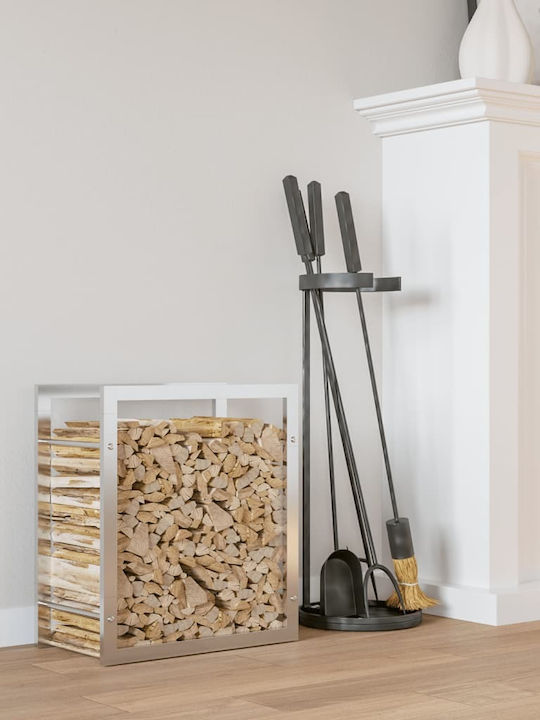vidaXL Brennholz Inox Regal Holzlagerung 50x28x56cm