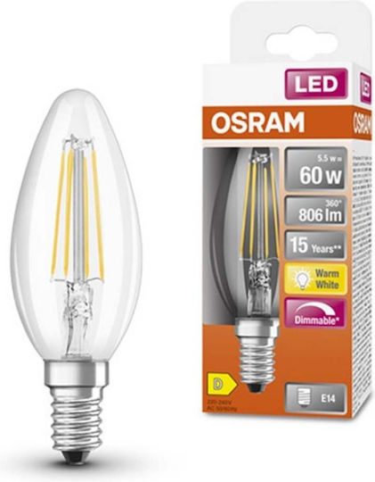 Osram LED Bulb 5.5W for Socket E14 Warm White 806lm Dimmable