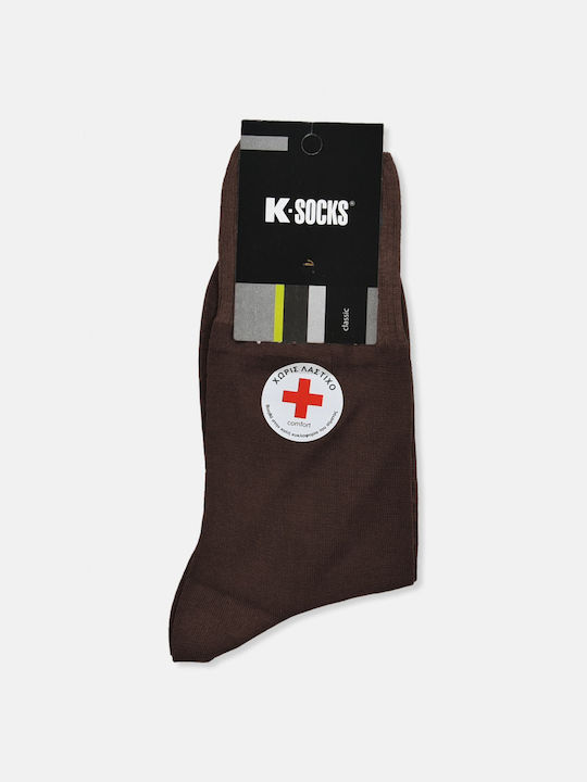 K Socks Men's Solid Color Socks Brown