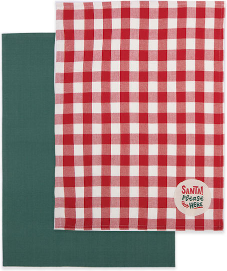 Nef-Nef Homeware Santa Please Set Ornamente de Crăciun Șervețele Verde L70xW50xD2cm. 2buc