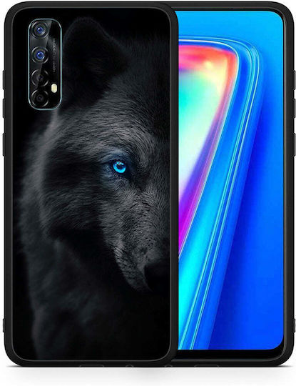 Smartfits Dark Wolf Umschlag Rückseite Schwarz (Realme 7)