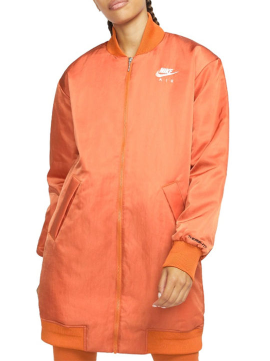 Nike Air Therma Fit Fill Women's Short Bomber Jacket for Winter Orange