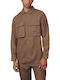 P Дълъг Ръкав Overshirt Стандартна Кройка Кафяв