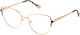 Yalea Yalea Damen Metallischer Katzenauge Brillengestell Rose Gold YA089 0300