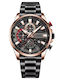 Curren Men's Watch 46mm Chronograph Battery with Metal Bracelet Black Rose Gold