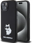 Karl Lagerfeld Liquid Umschlag Rückseite Silikon Schwarz (iPhone 15)