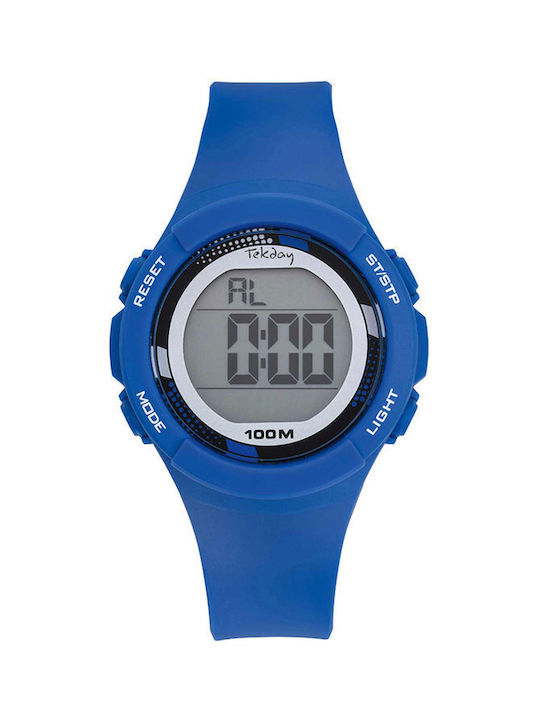 Tekday Digital Uhr Chronograph Batterie mit Blau Kautschukarmband
