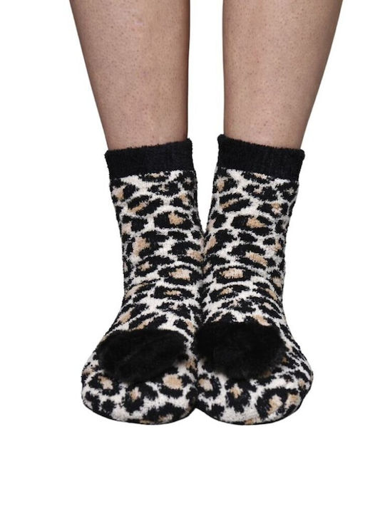 Noidinotte Γυναικείες Κάλτσες Animal Print Black Leopard