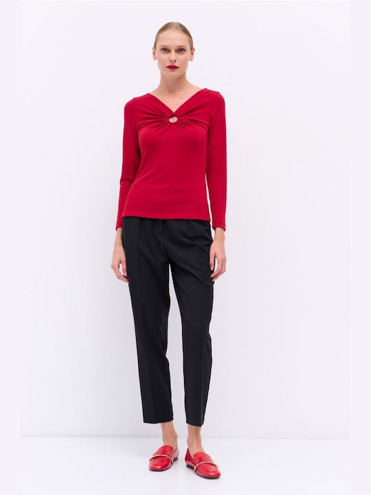 Matis Fashion Women's Long Sleeve Crop Pullover Red