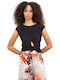 Matis Fashion Women's Crop Top Sleeveless Black