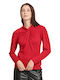 Matis Fashion pentru Femei Crop Top cu Mâneci Lungi Roșu