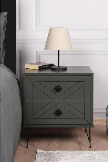 Luna Wooden Black Bedside Table 55x50x55cm Luna Wooden Black Bedside Table 55x50x55cm